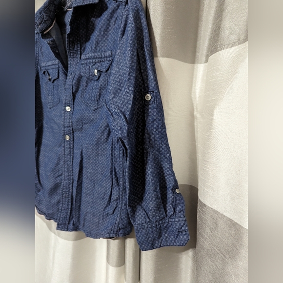 First Wave Boys Blue & White Patterned Long-sleeve Button-up Shirt - Picture 2 of 7